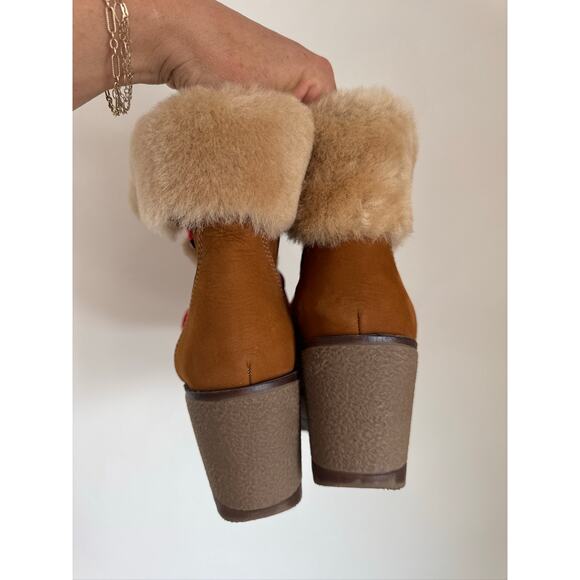 J.Crew Nordic Nubick Leather Wedge Hiking Inspired Boots - 7 - Picture 4 of 7